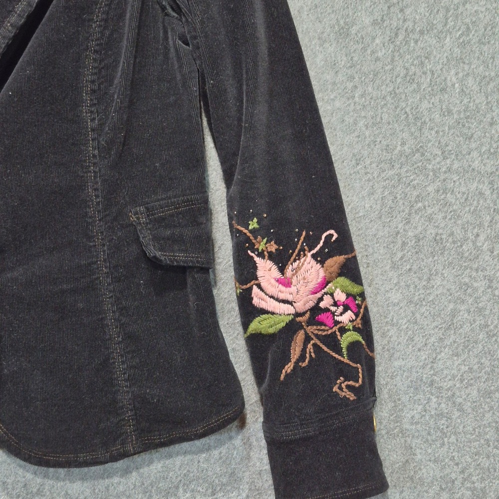 Vtg Y2K Sugarlips Embroidered Beaded Corduroy Jacket S 100% Cotton Boho Glam - Picture 6 of 9